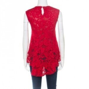 CH Carolina Herrera Red Lace Back Top